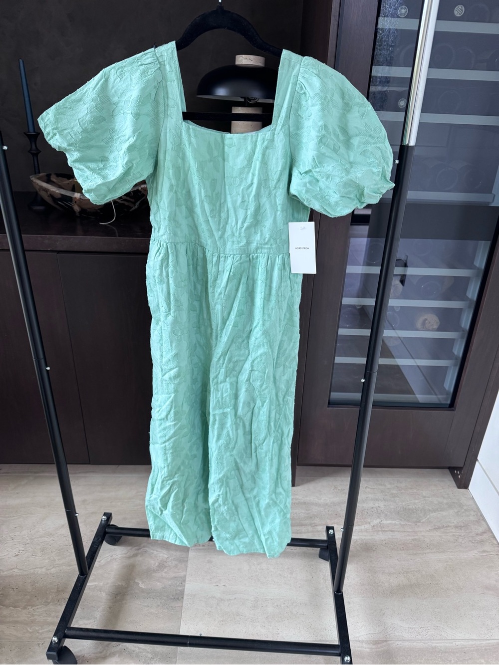 Nordstrom Mint Green Puff-Sleeve romper. NWT